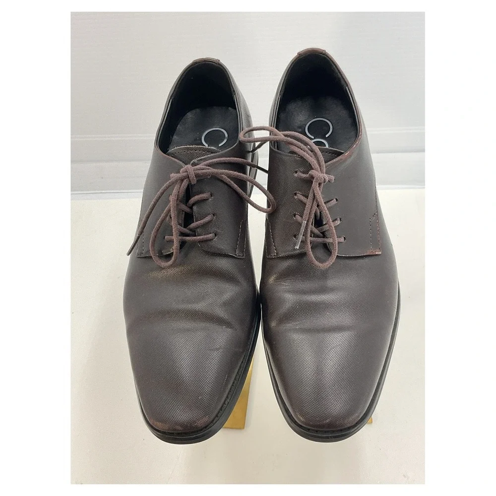 Calvin Klein Ramses Men's Brown Leather Derby Dress Shoes Size‎ 11